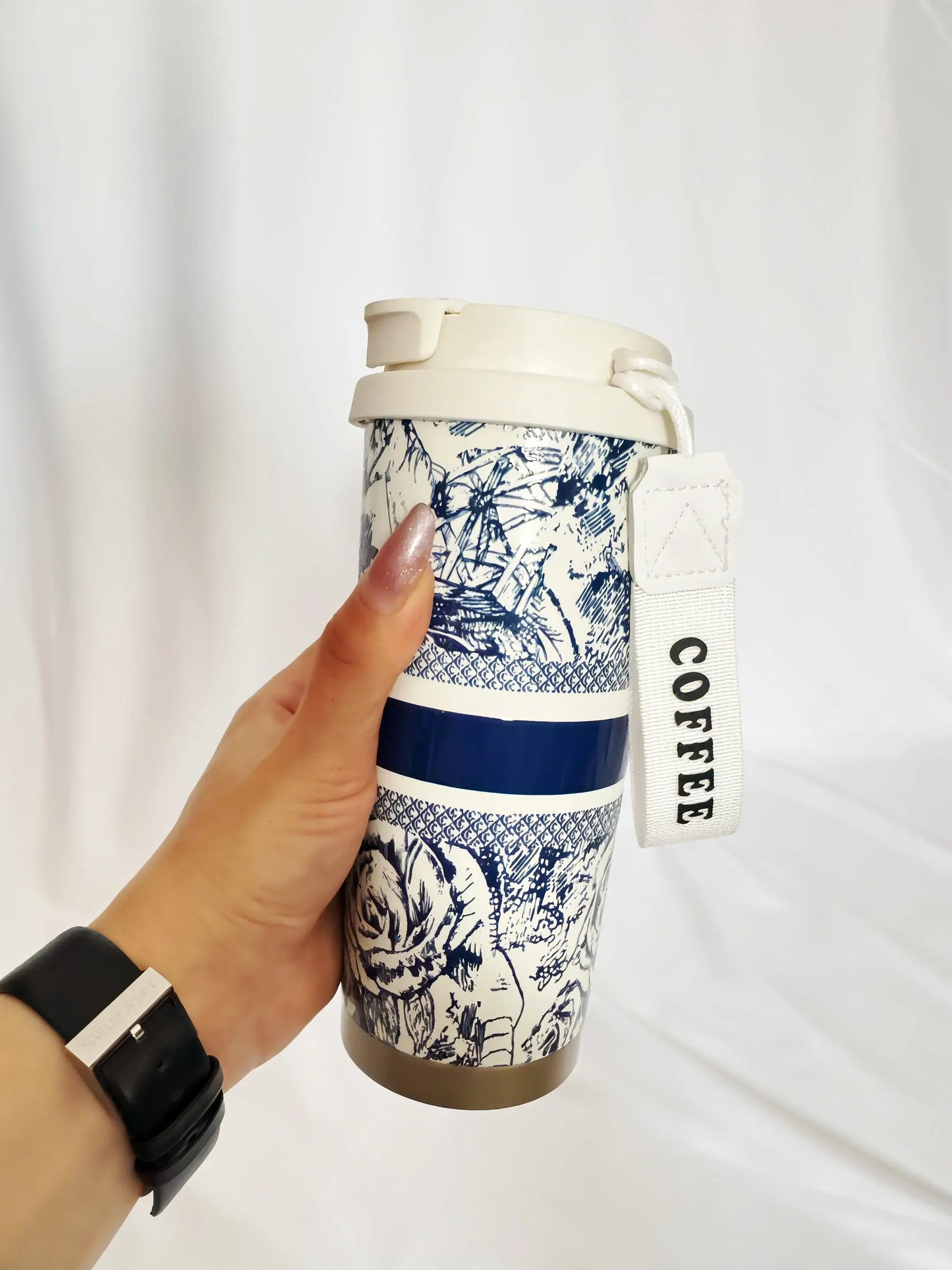 Thermos Isolé 530ml à Motifs Floraux – Acier Inoxydable 316, Paille & Couvercle | Boissons Chaudes ou Froides ARMINE'S STYLE HUB