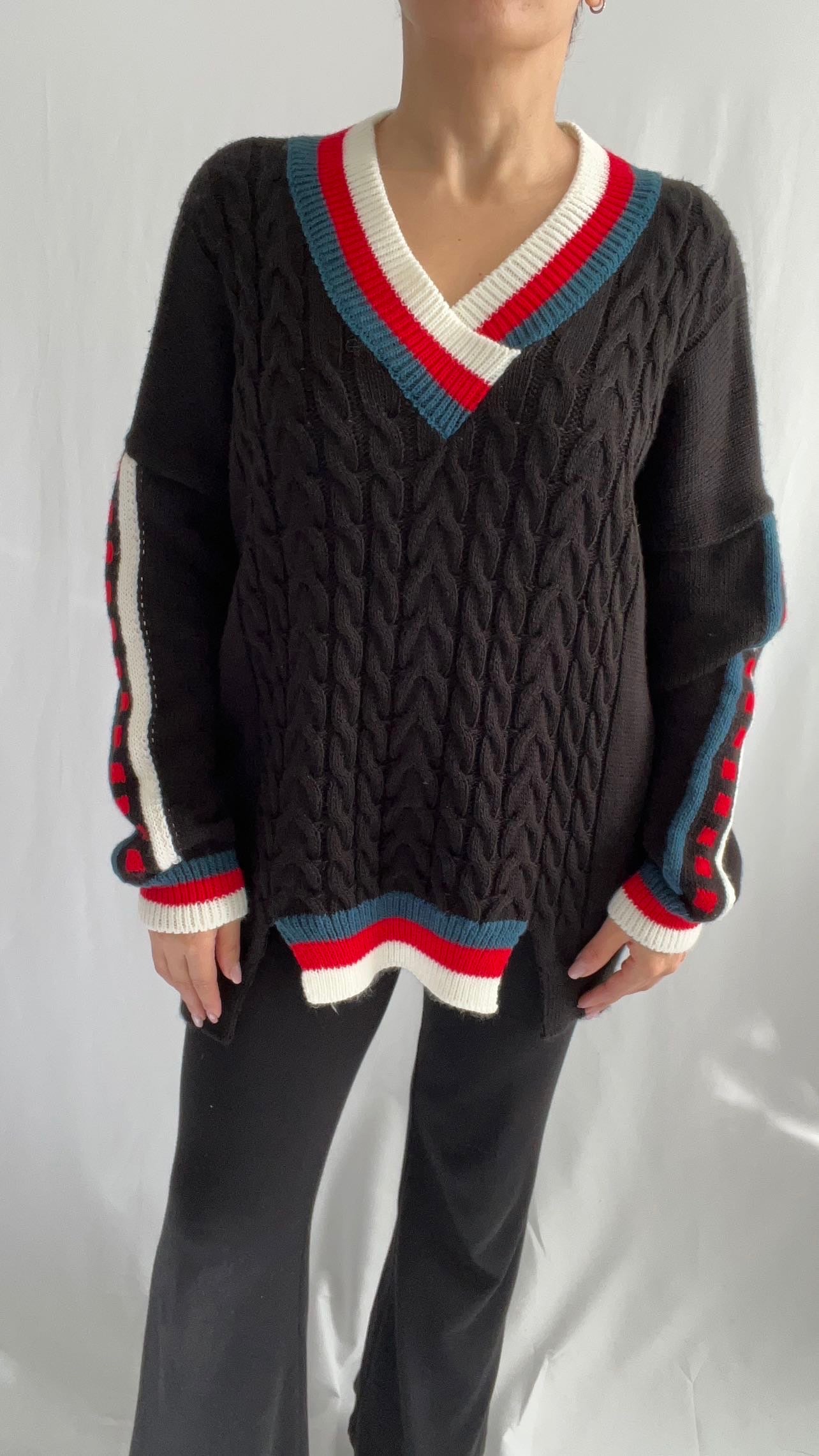 Pull en tricot torsadé col en V mode femme confortable - ARMINE'S STYLE HUB
