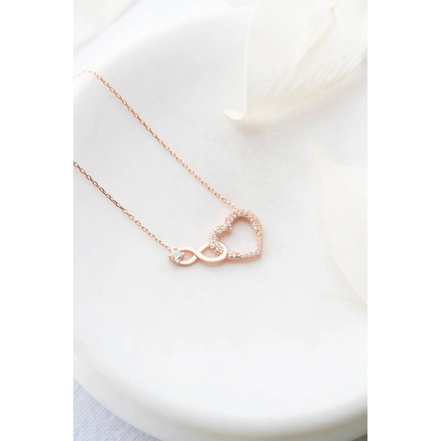 Collier avec pendentif Heart argent, 925 plaqué rose zircon - ARMINE'S STYLE HUB