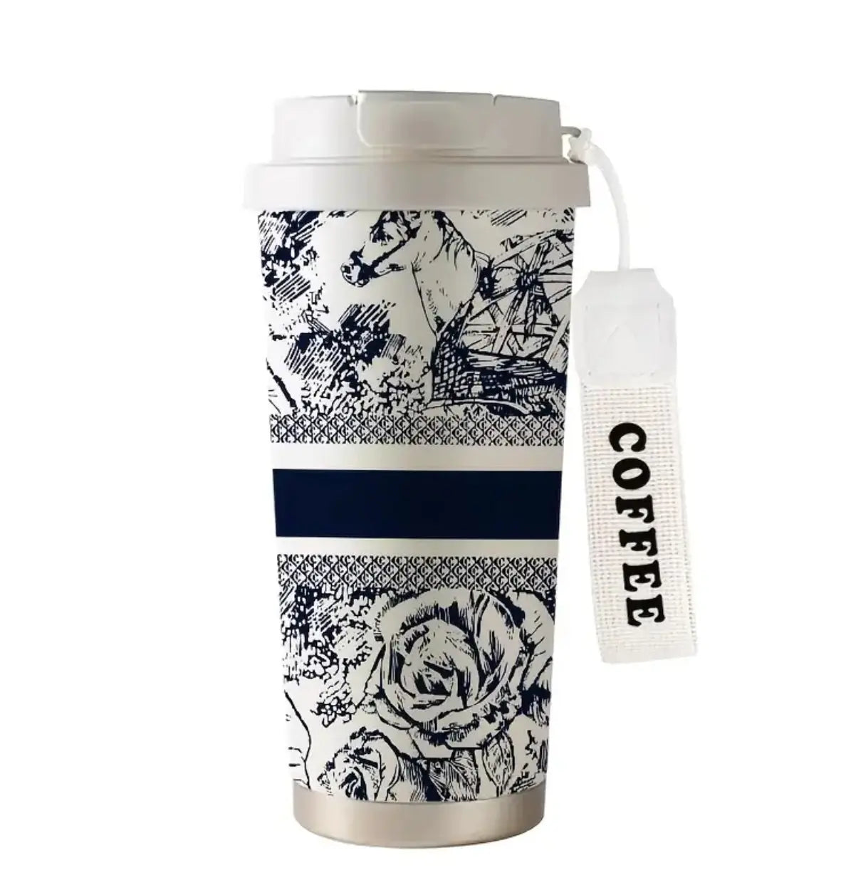 Thermos Isolé 530ml à Motifs Floraux – Acier Inoxydable 316, Paille & Couvercle | Boissons Chaudes ou Froides ARMINE'S STYLE HUB