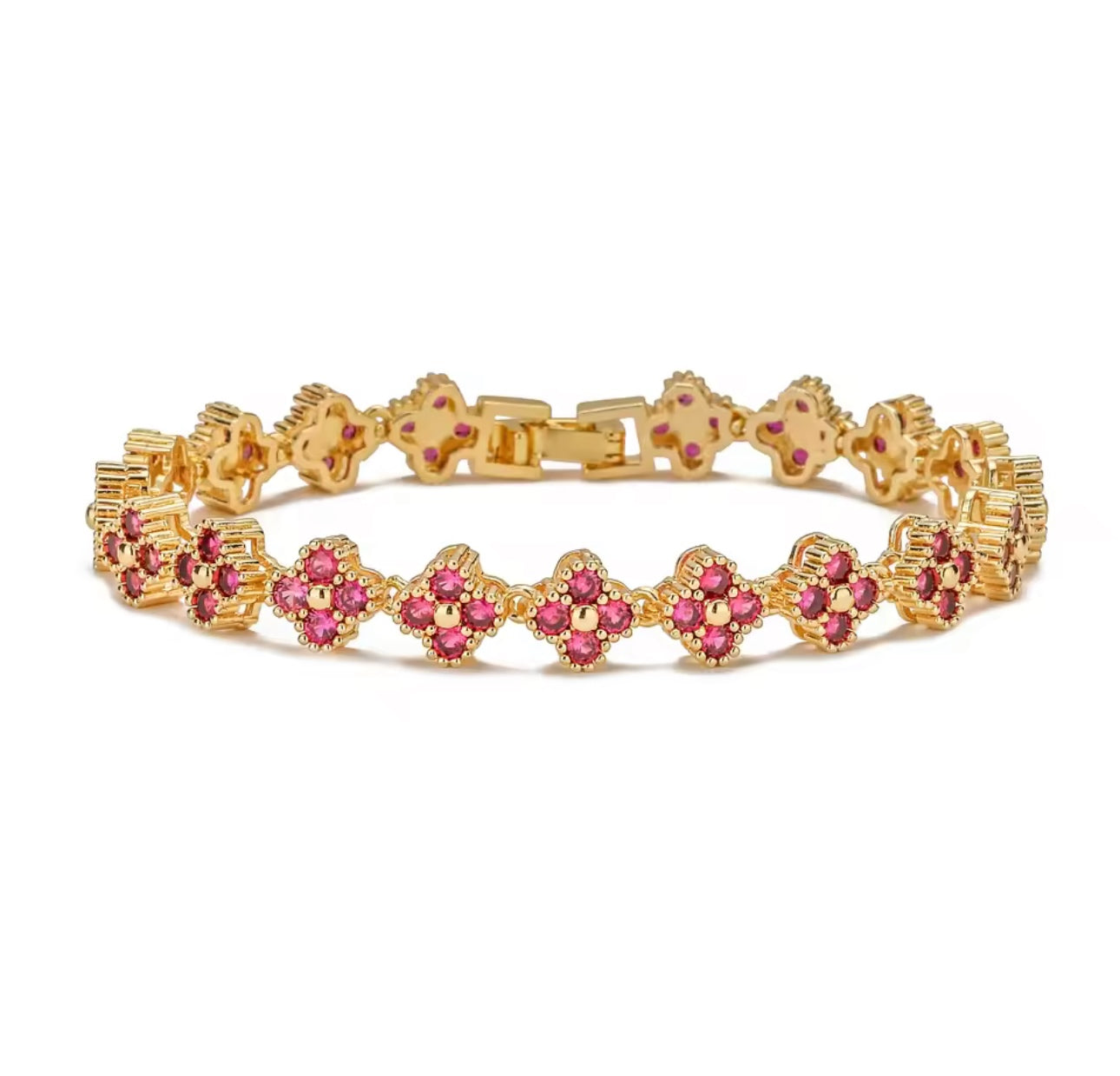 Bracelet à Fleurs -Laiton Plaqué Or 18K pour Femme