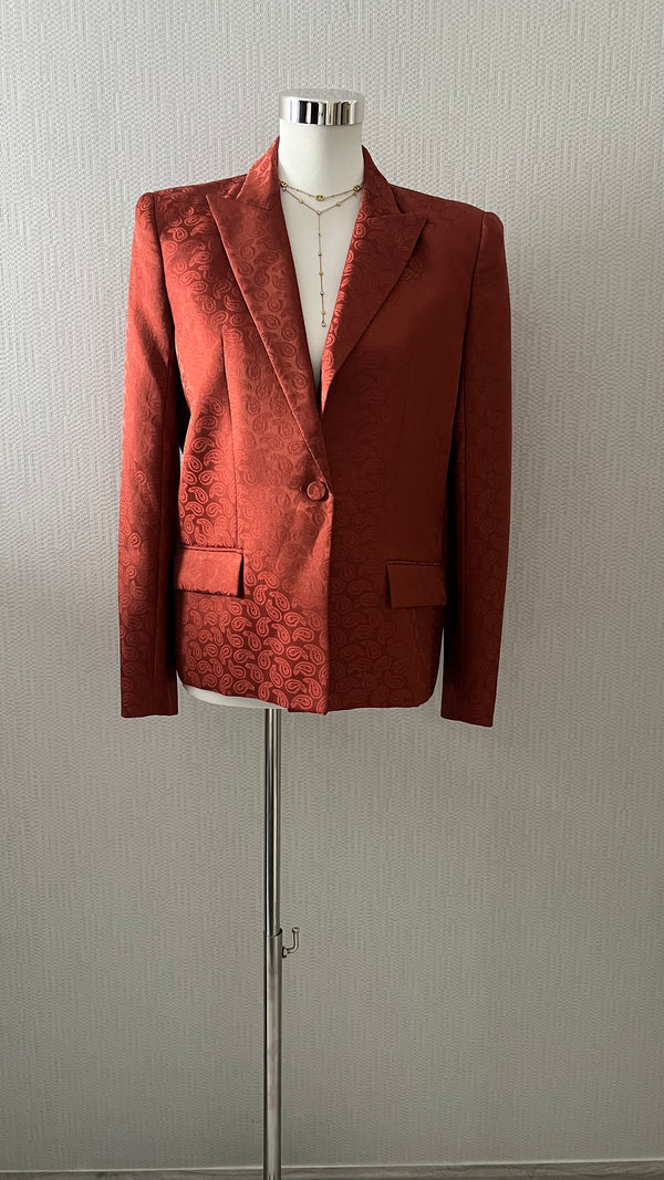 The Kooples VESTE COSTUME SATINÉE JACQUARD ROSE - ARMINE'S STYLE HUB