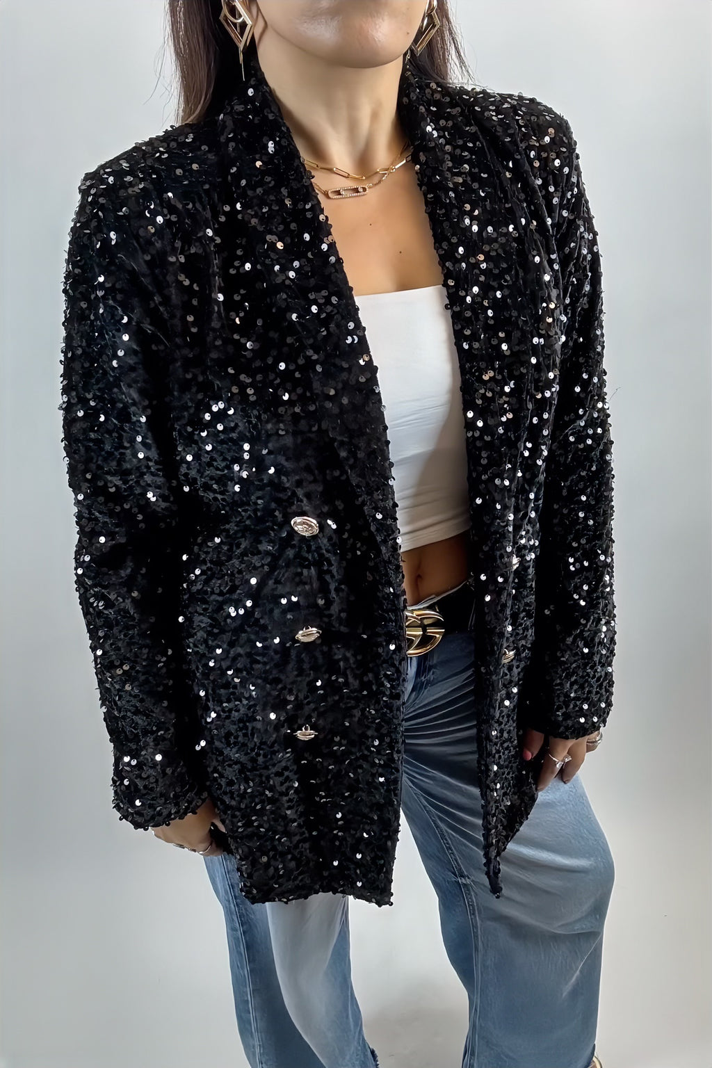 Blazer à Paillettes Élégant – Veste Tendance et Brillante pour un Look Chic et Festif