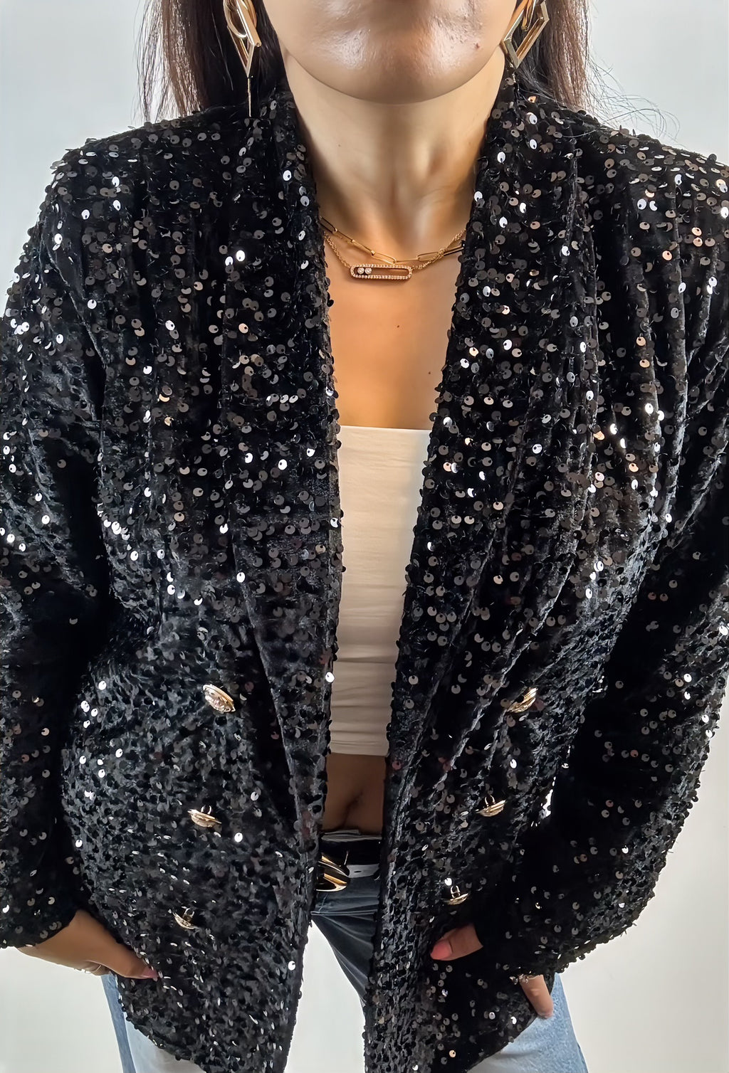 Blazer à Paillettes Élégant – Veste Tendance et Brillante pour un Look Chic et Festif