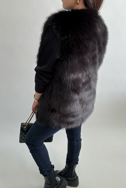 Gilet Sans Manches Femme en Fausse Fourrure – Long, Élégant & Décontracté