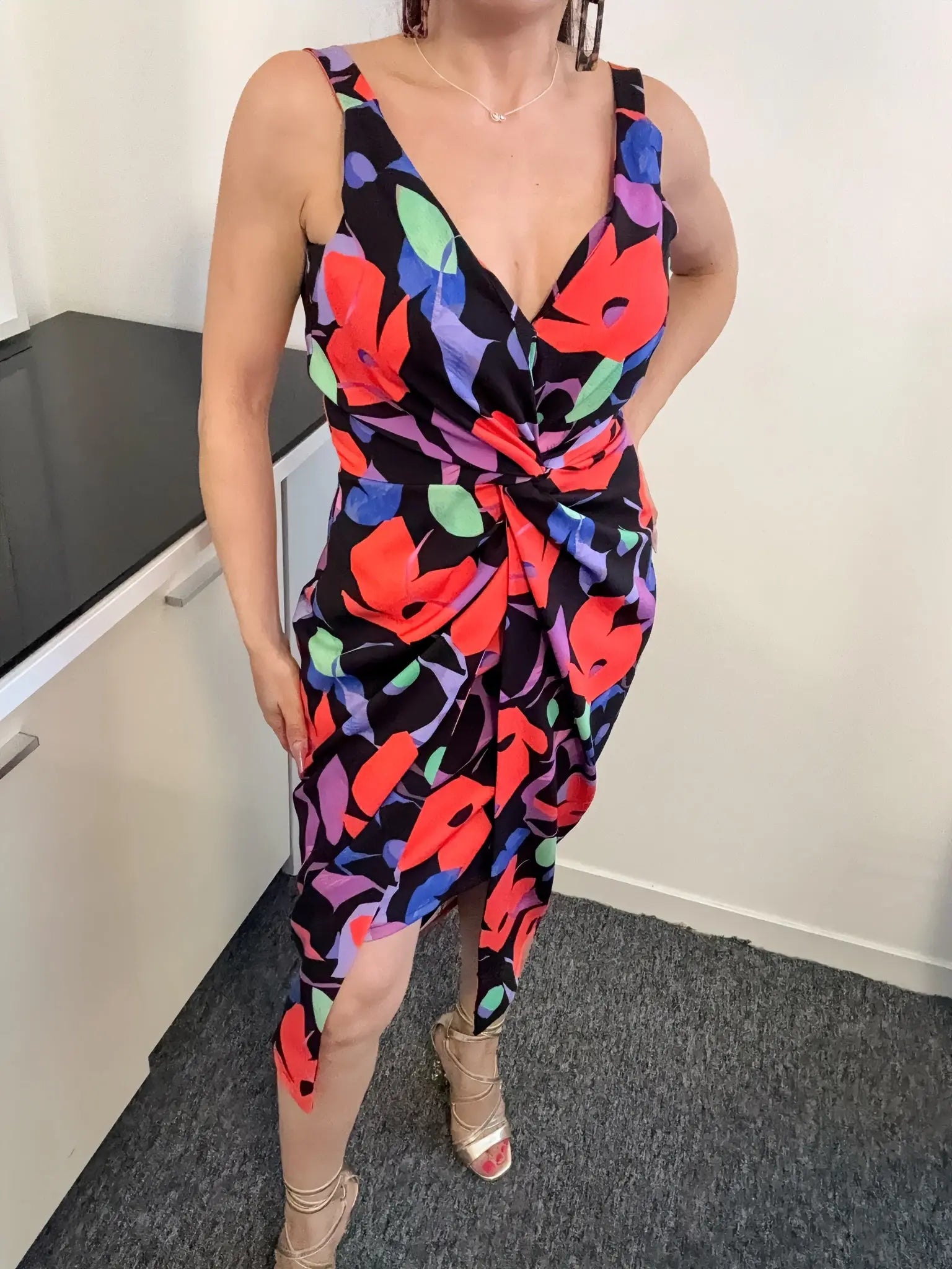 Robe imprimée Selena multicolore – Vue de face
