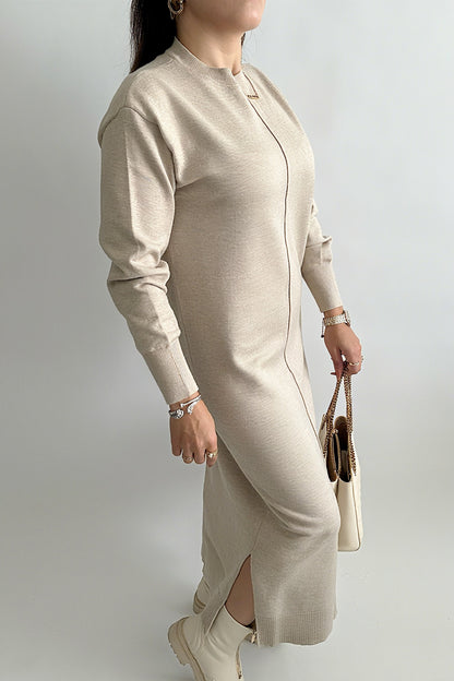 Robe Pull Femme en Tricot Viscose – Col Rond, Manche Longue, Coupe Ample