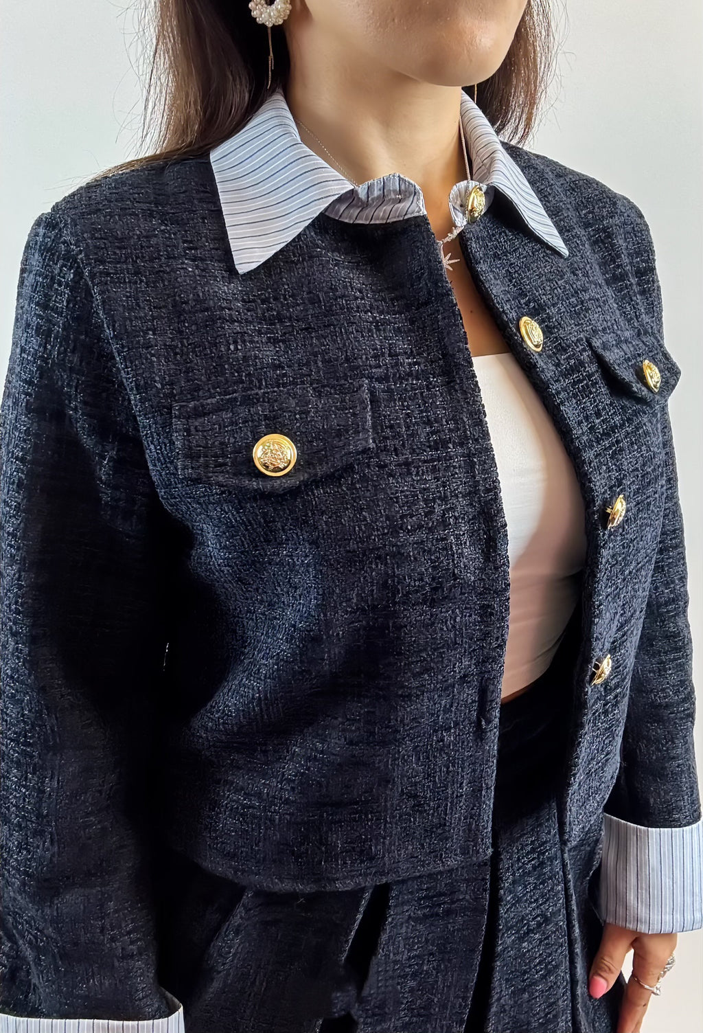 Ensemble 2 Pièces Femme – Veste Courte Chic & Jupe Plissée avec Short Intégré