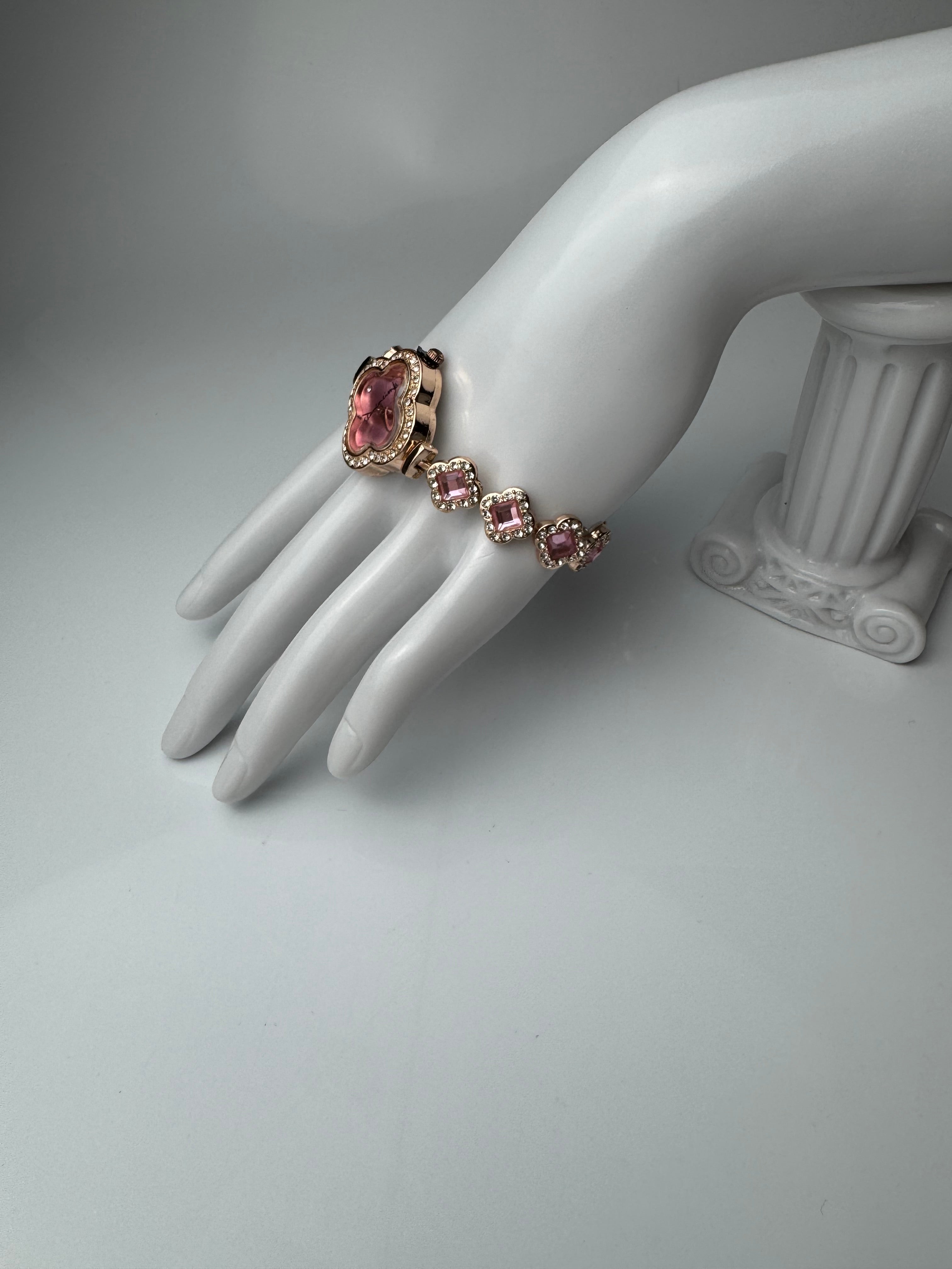 Montre Femme – Bracelet Trèfle, Pierre , Acier Inoxydable