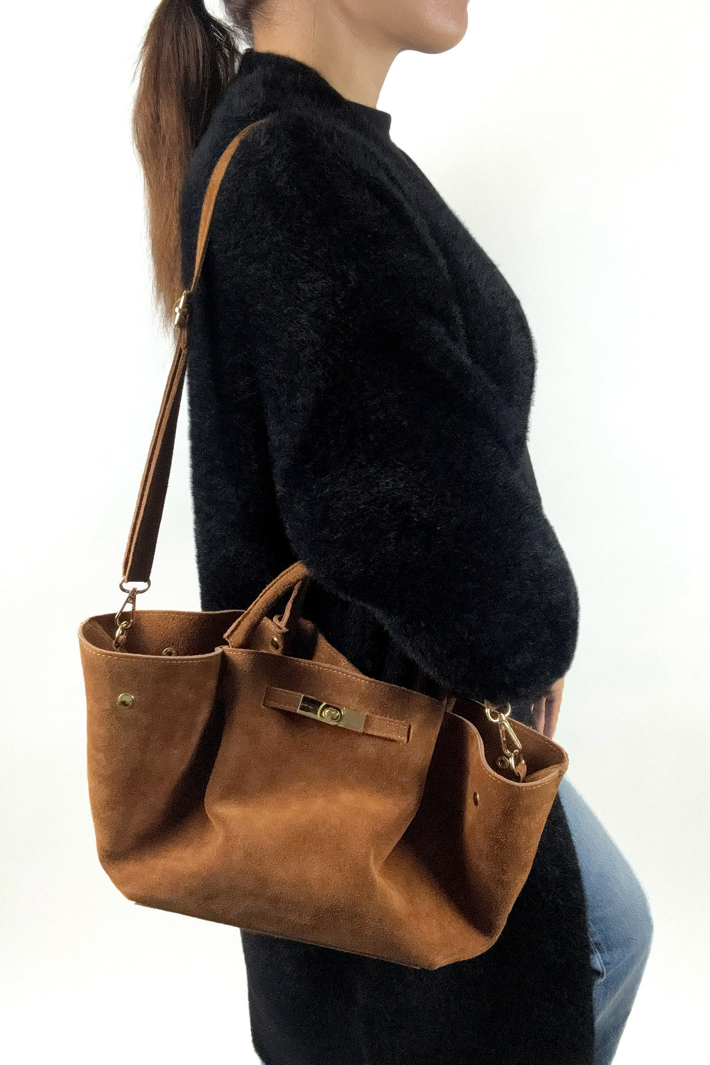 Sac à main en cuir suédé femme