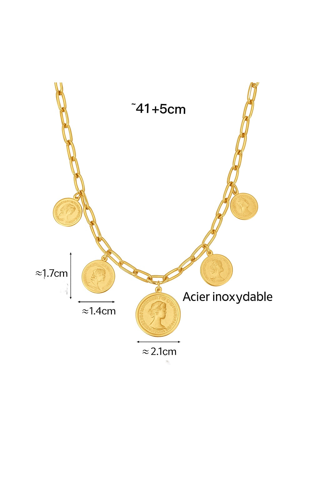 Collier & Vintage Monnaie – Acier Inoxydable Or 18K