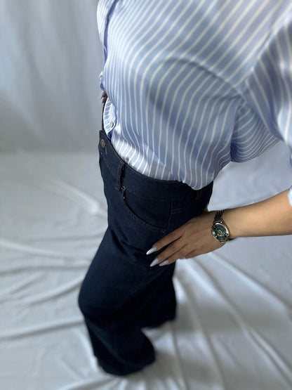 Jeans à jambes larges droites pour femmes – Coupe boyfriend en denim brut - ARMINE'S STYLE HUB