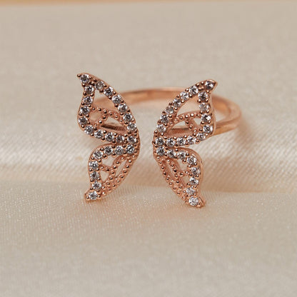 Bague réglable Wing - argent 925 plaqué or 22K rose - ARMINE'S STYLE HUB