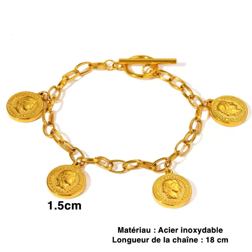 Bracelet Femme en Acier Inoxydable – Pendentif Reine Avatar, Chaîne à Maillons Élégante, Mode & Luxe