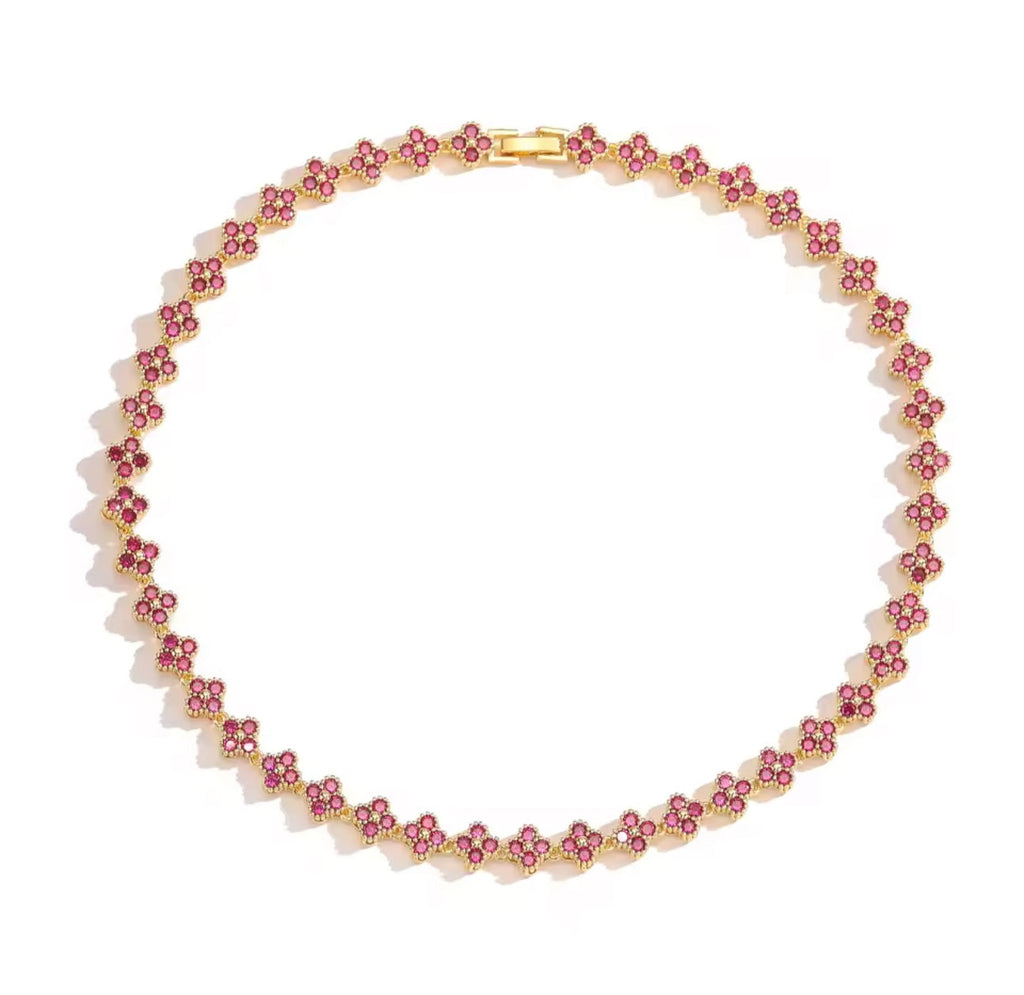 Collier Fleurs – Laiton Plaqué Or 18K pour Femme