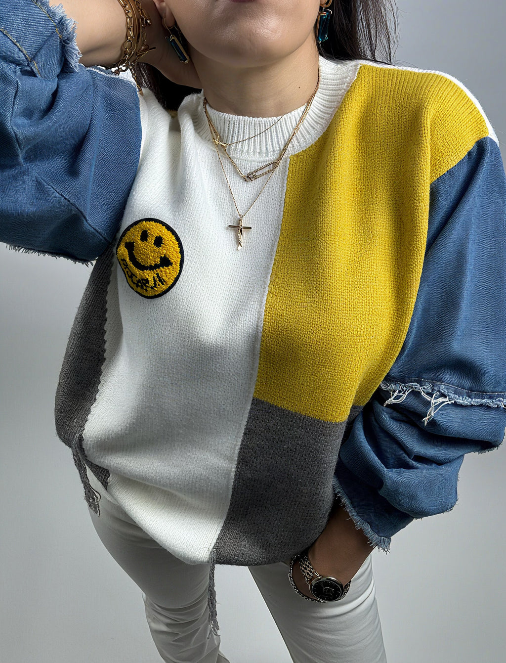 Pull Oversize Femme en Denim