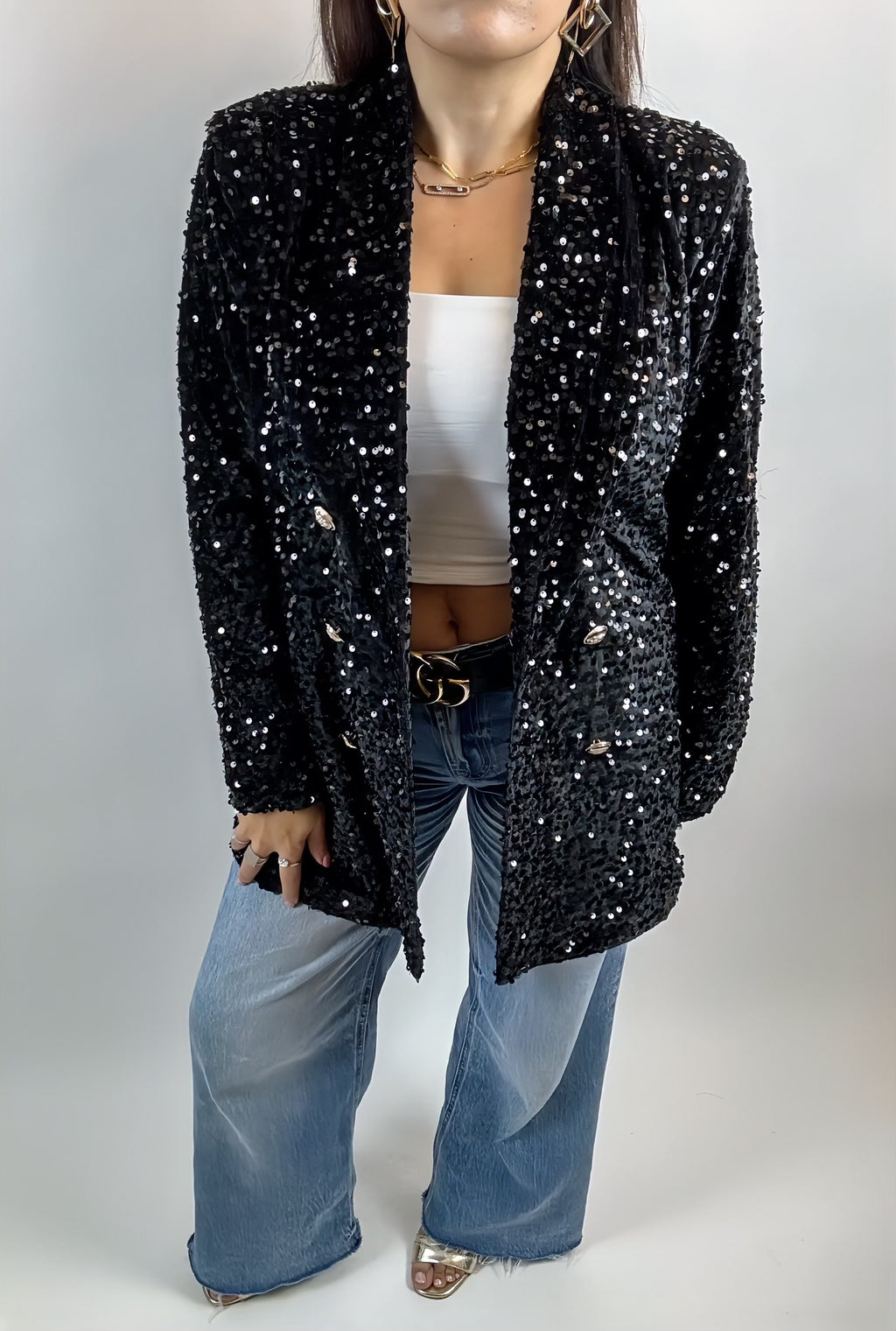 Blazer à Paillettes Élégant – Veste Tendance et Brillante pour un Look Chic et Festif