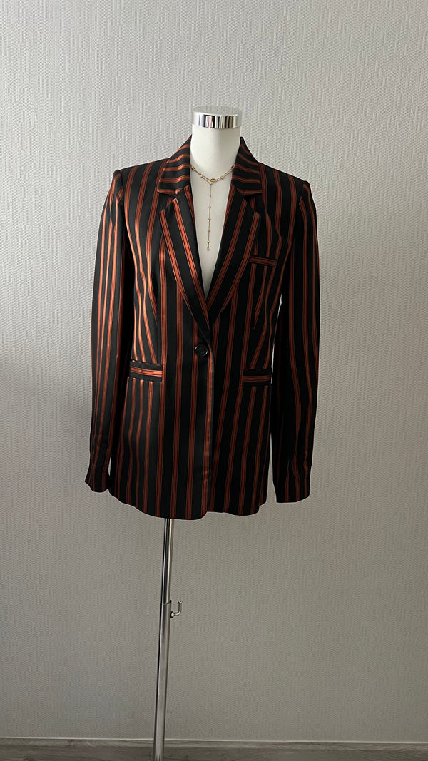 Claudie Pierlot Blazer - rayures - marron et noir - ARMINE'S STYLE HUB