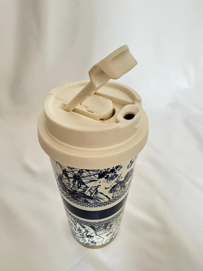 Thermos Isolé 530ml à Motifs Floraux – Acier Inoxydable 316, Paille & Couvercle | Boissons Chaudes ou Froides ARMINE'S STYLE HUB