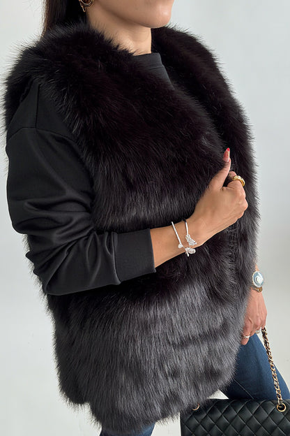 Gilet Sans Manches Femme en Fausse Fourrure – Long, Élégant & Décontracté
