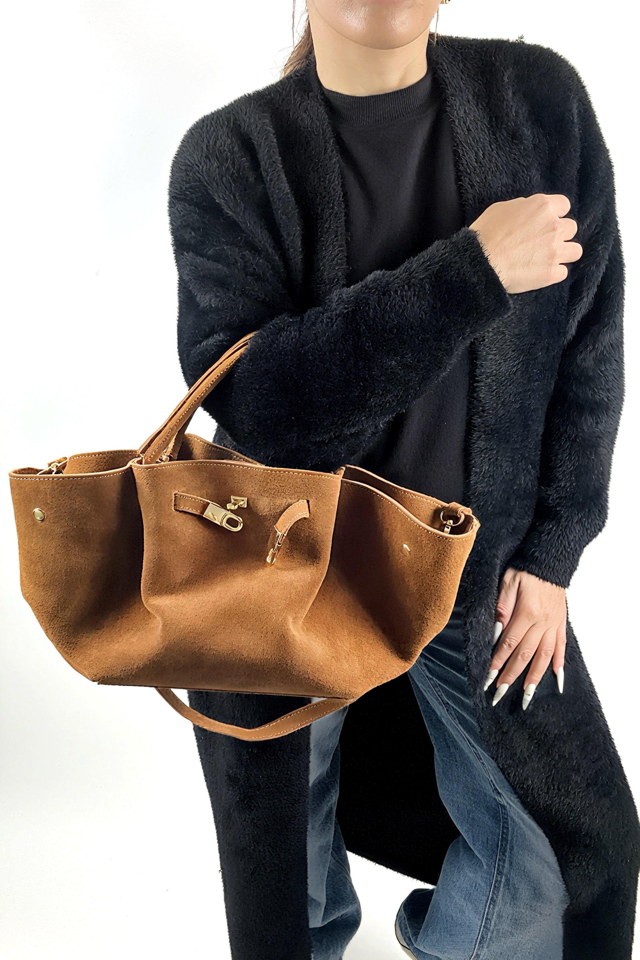Sac à main en cuir suédé femme