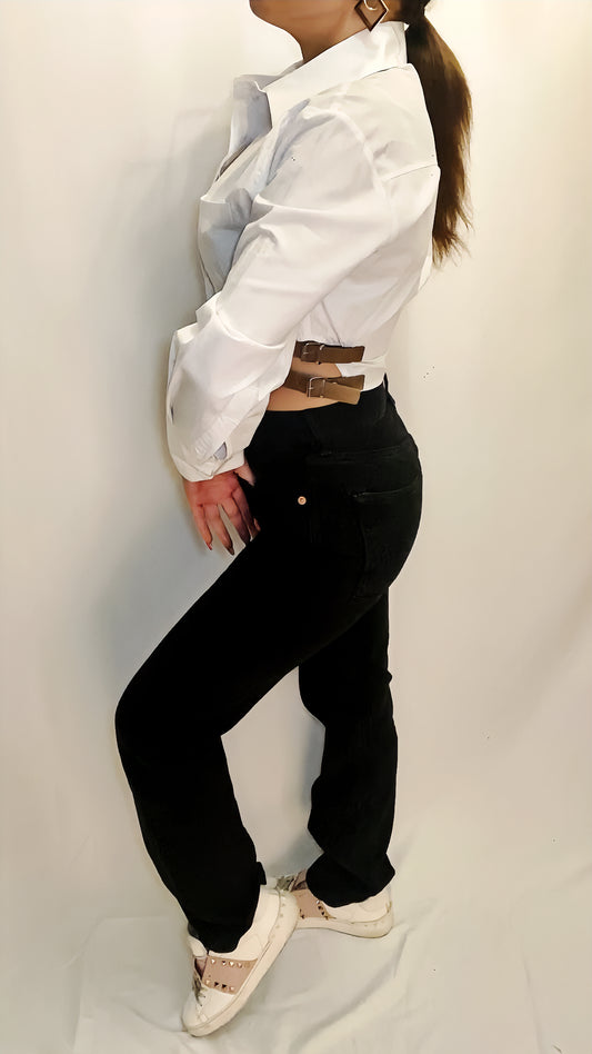Jeans droit denim noir Bella - ARMINE'S STYLE HUB