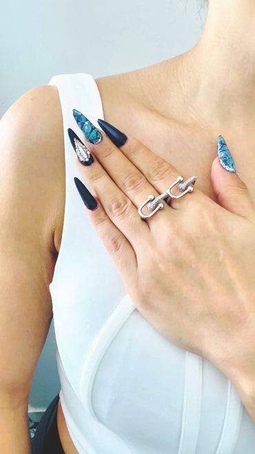 Bague strasse réglable, couleur argent - ARMINE'S STYLE HUB