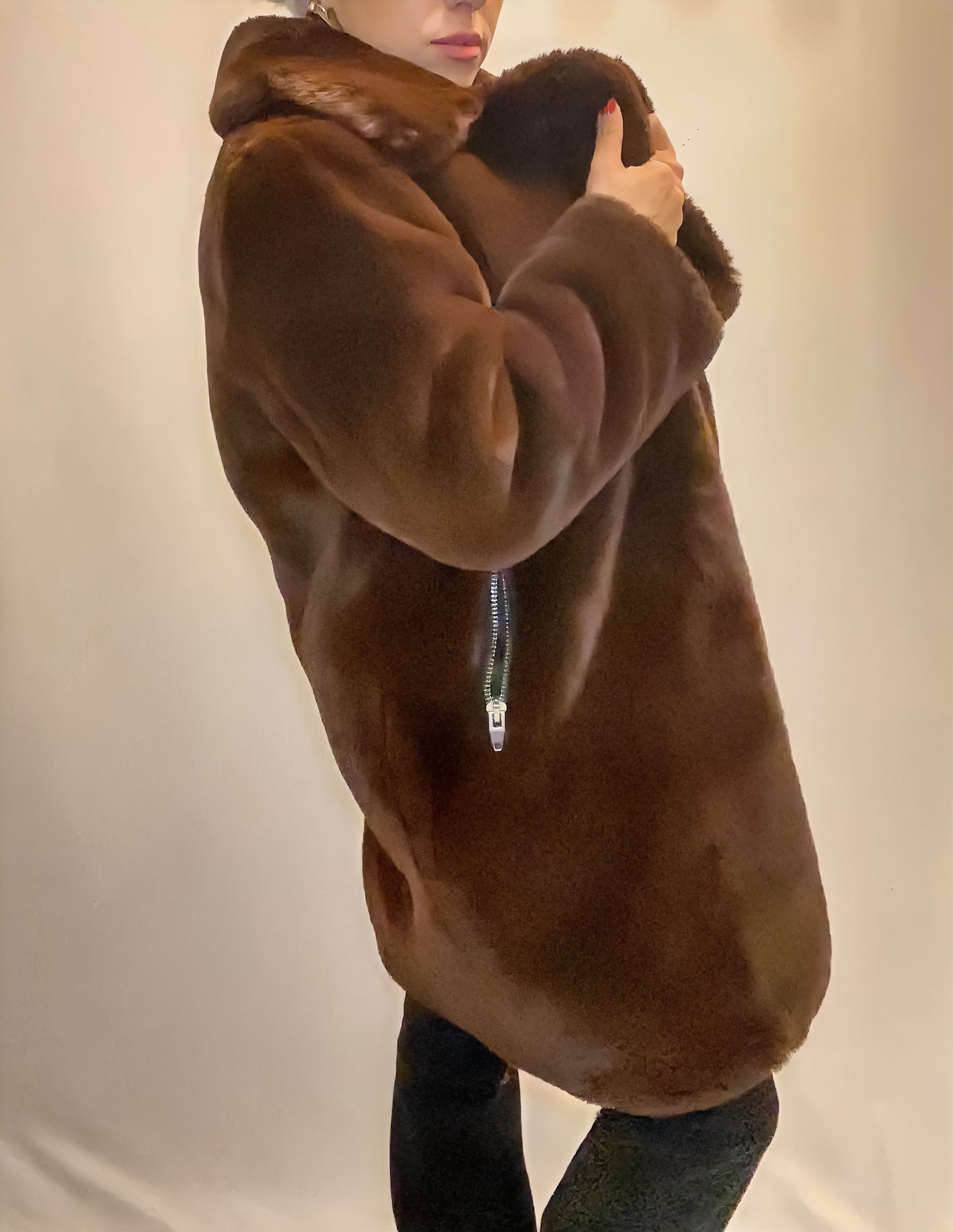 The Kooples Manteau fausse fourrure marron Long - ARMINE'S STYLE HUB