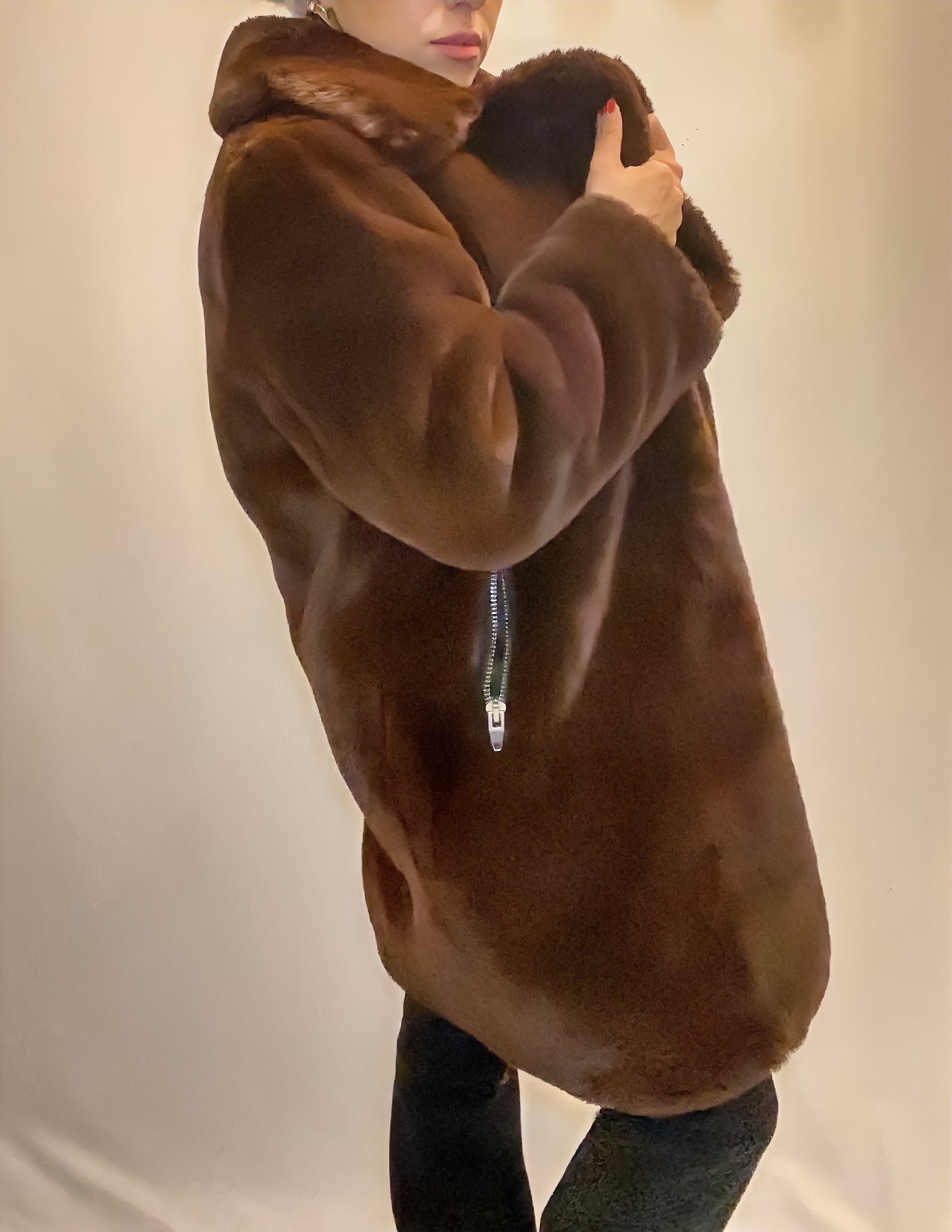 The Kooples Manteau fausse fourrure marron Long - ARMINE'S STYLE HUB
