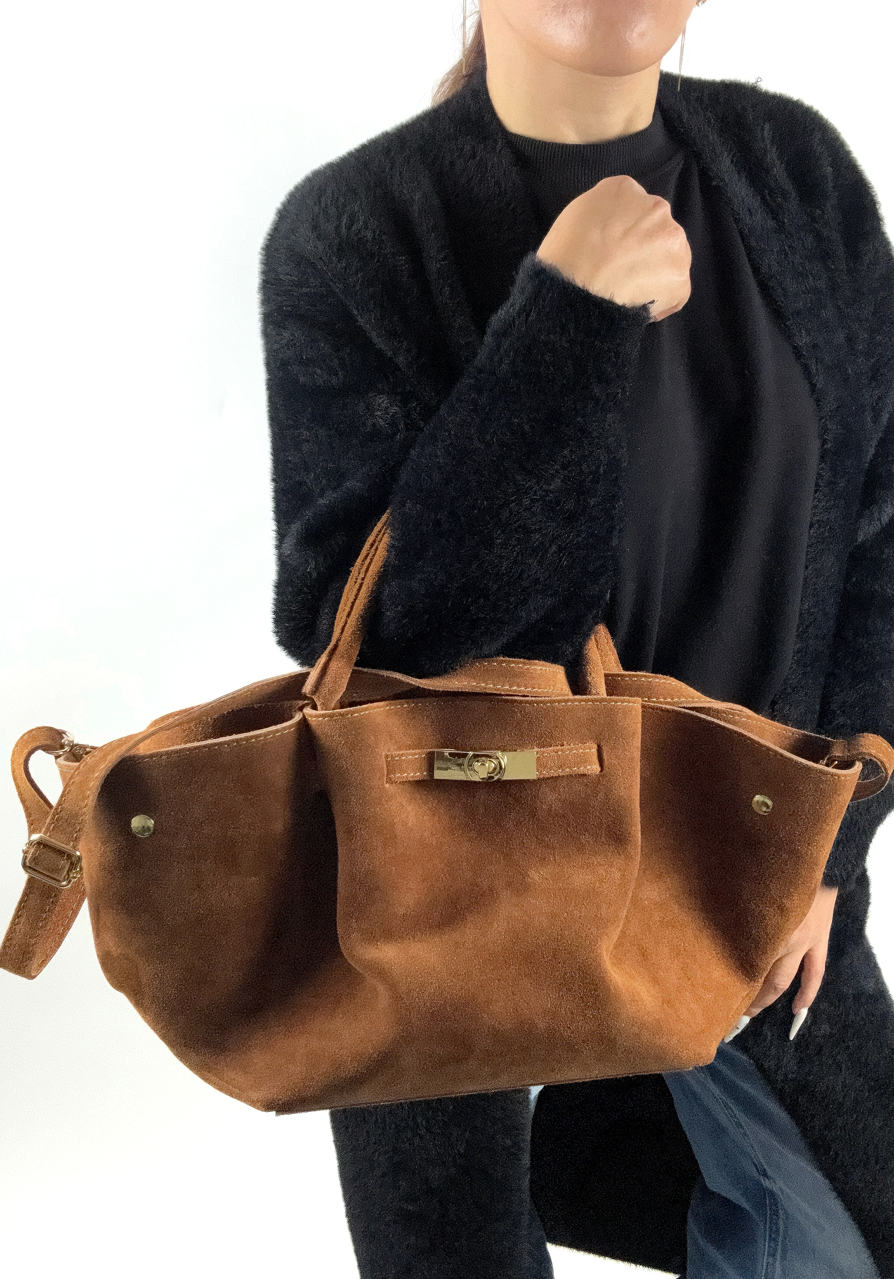 Sac à main en cuir suédé femme