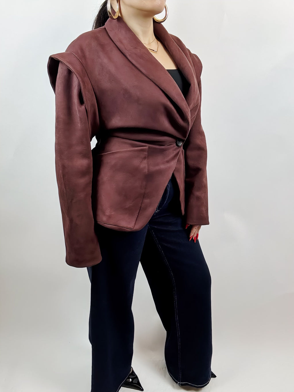 Veste Femme Effet Suédine Chic – Blazer Décontracté Doux et Tendance