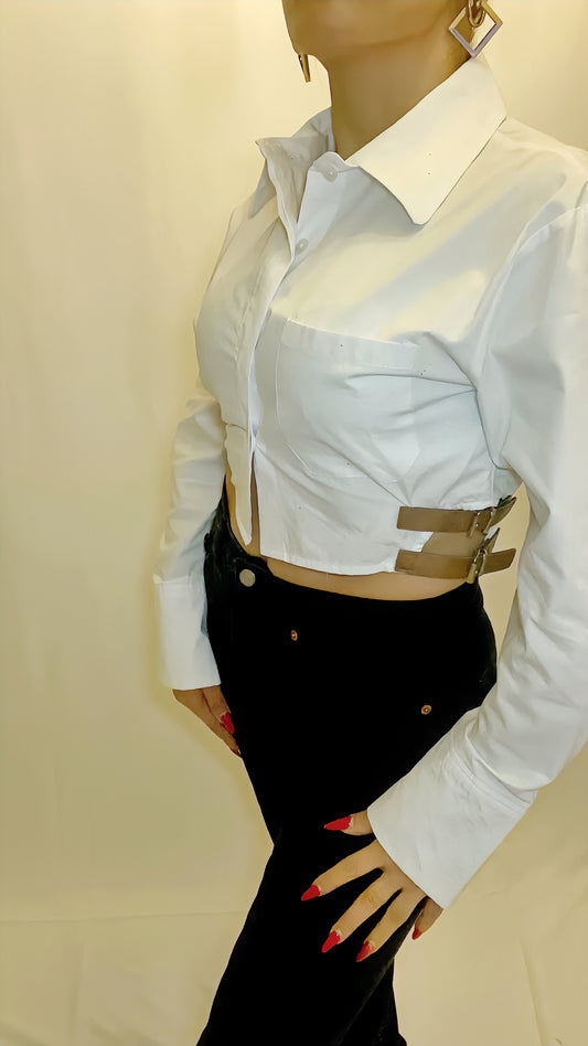 CHEMISE COURT BLANC CEINTURÉ - ARMINE'S STYLE HUB