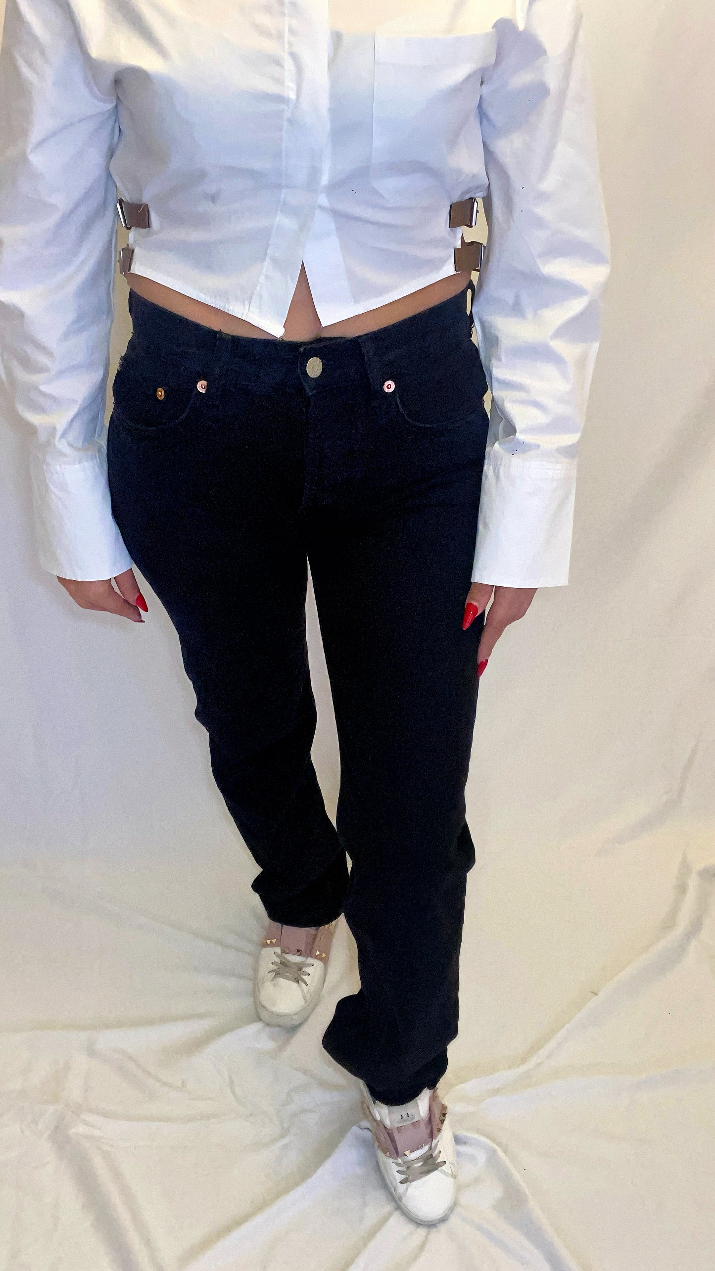 Jeans droit denim noir Bella - ARMINE'S STYLE HUB