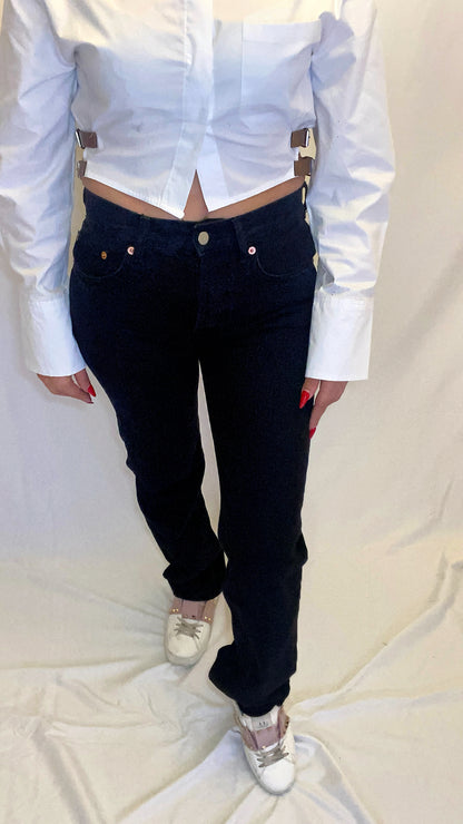 Jeans droit denim noir Bella - ARMINE'S STYLE HUB