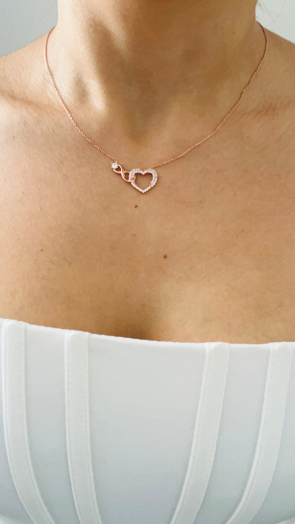 Collier avec pendentif Heart argent, 925 plaqué rose zircon - ARMINE'S STYLE HUB