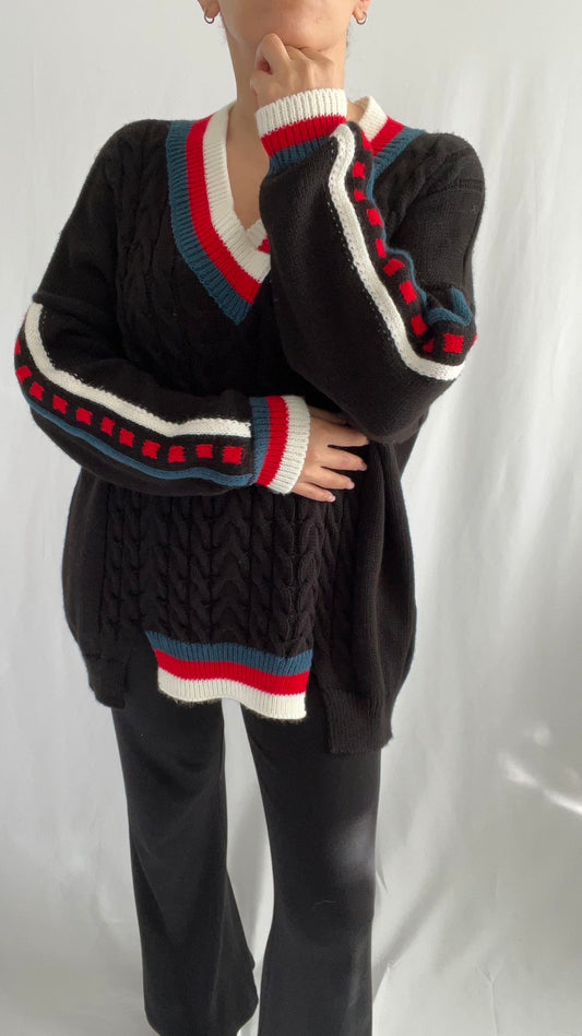 Pull en tricot torsadé col en V mode femme confortable - ARMINE'S STYLE HUB