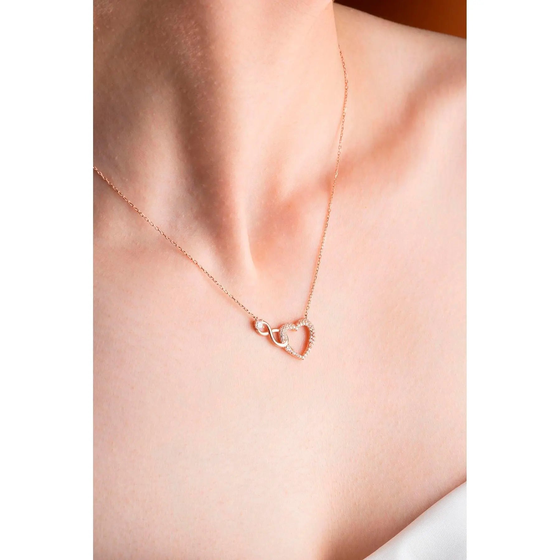 Collier avec pendentif Heart argent, 925 plaqué rose zircon - ARMINE'S STYLE HUB