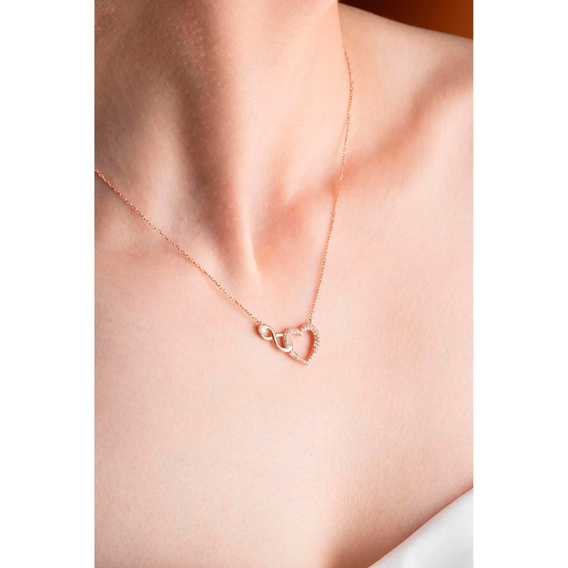 Collier avec pendentif Heart argent, 925 plaqué rose zircon - ARMINE'S STYLE HUB