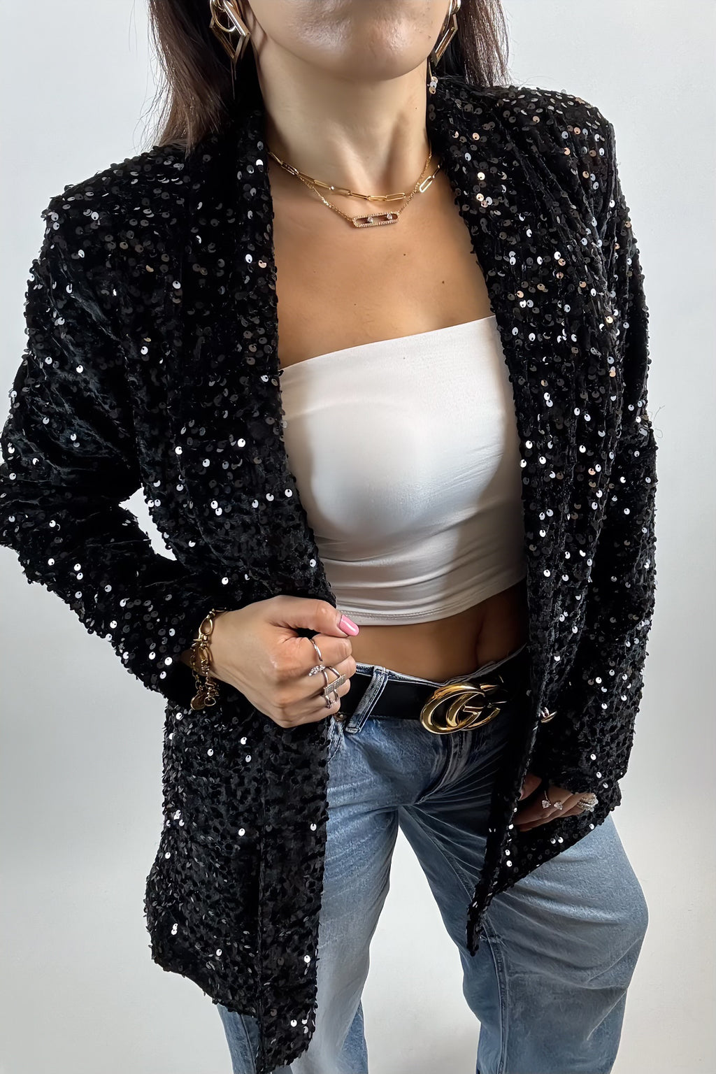 Blazer à Paillettes Élégant – Veste Tendance et Brillante pour un Look Chic et Festif