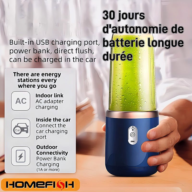 Blender Électrique Portable 400ml avec Chargement USB pour Jus de Fruits - ARMINE'S STYLE HUB
