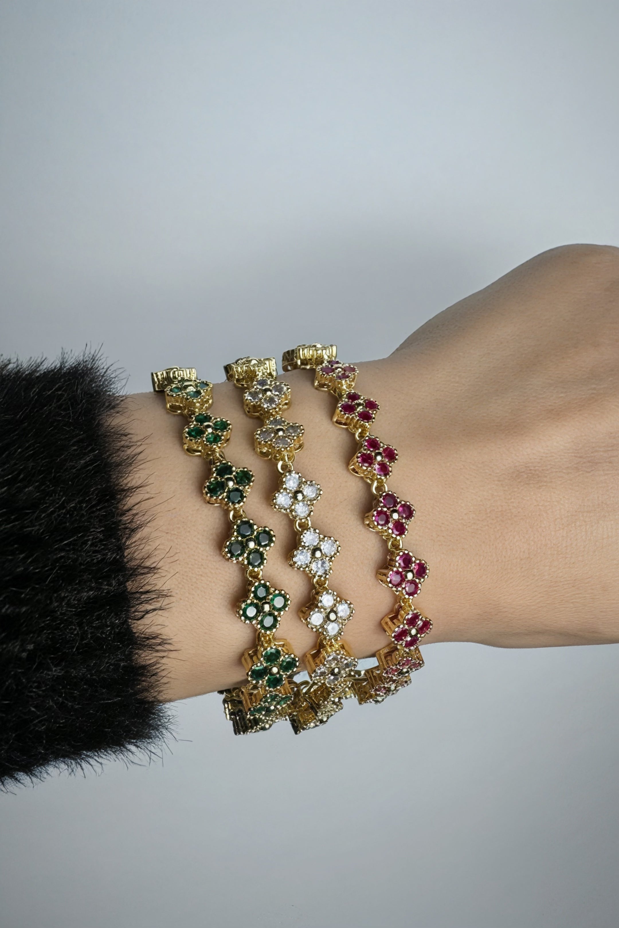 Bracelet à Fleurs -Laiton Plaqué
Or 18K pour Femme