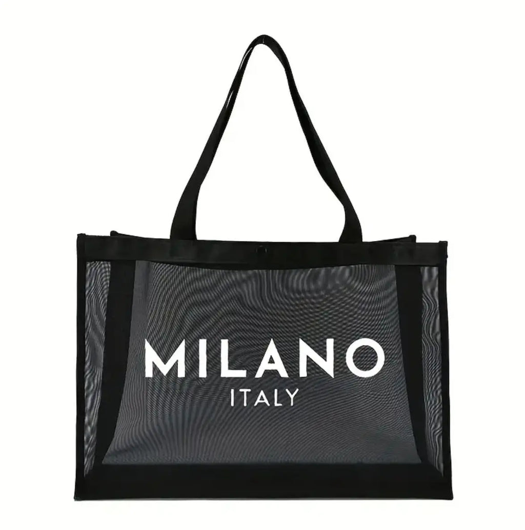 Sac Fourre-Tout en Nylon Grande Capacité avec Imprimé Alphabet – Noir | Idéal pour la Plage, les Courses ou un Usage Quotidien ARMINE'S STYLE HUB