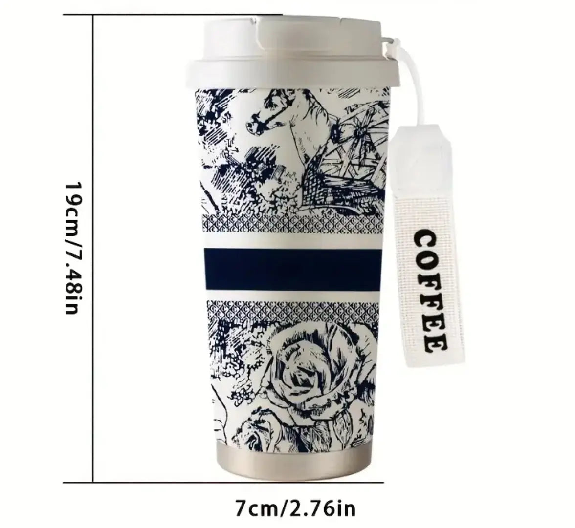 Thermos Isolé 530ml à Motifs Floraux – Acier Inoxydable 316, Paille & Couvercle | Boissons Chaudes ou Froides ARMINE'S STYLE HUB
