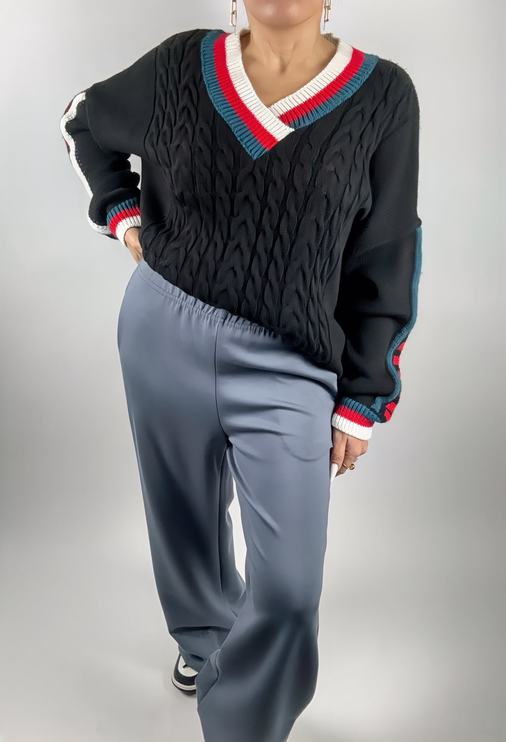 Pantalon à ceinture élastique confortable, silhouette décontractée, jambe large, style facile à enfiler, détente