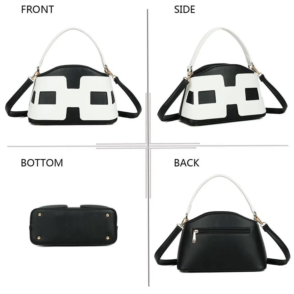 Avec sa forme arquée et son motif géométrique audacieux, le sac Nova incarne un design résolument moderne. Disponible en noir ou en blanc, il joue sur les contrastes pour offrir une silhouette contemporaine et élégante.

Polyvalent et sécurisé, il est doté d’une fermeture zippée pour garder vos essentiels en toute sécurité. Son format pratique vous permet de le porter à la main ou en bandoulière, selon votre style et vos envies.
À l’intérieur, son espace généreux accueille facilement téléphone, portefeuille