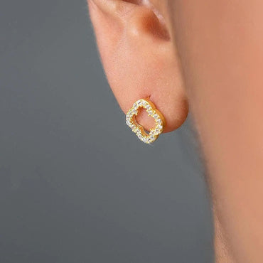 Boucles d’oreilles puces dorées – Argent 925 & zircon - ARMINE'S STYLE HUB