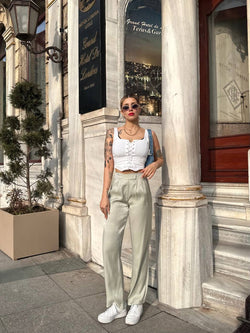 PANTALON TAILLE HAUTE COUPE DROITE SATINÉ - ARMINE'S STYLE HUB